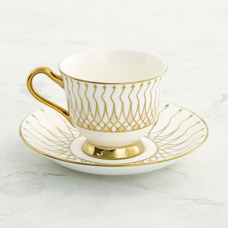 Corsica Set of 6 Bone China Cups and Saucers - 170ml