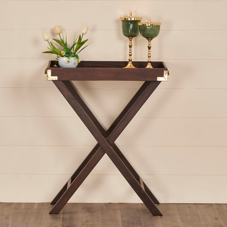 Delta Mango Wood Foldable End Table - Brown