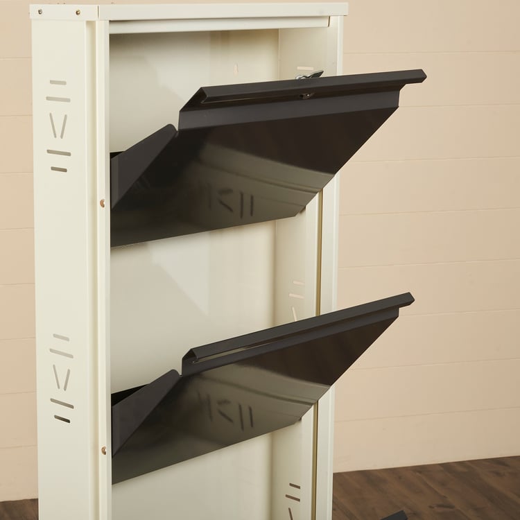 Helios Lagos Metal 8 Pairs Shoe Cabinet - Grey