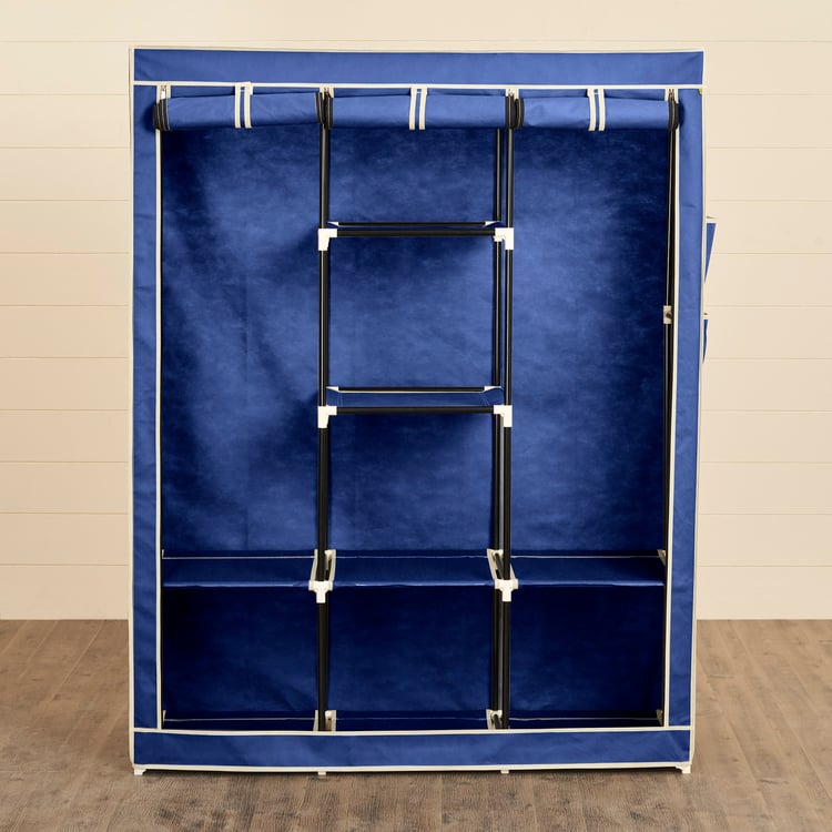 Helios Yeti Fabric Collapsible 3-Door Wardrobe - Blue