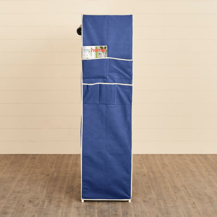 Helios Yeti Fabric Collapsible 3-Door Wardrobe - Blue