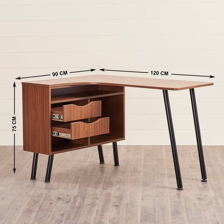 Helios Cozo Study Desk with Drawer - Brown