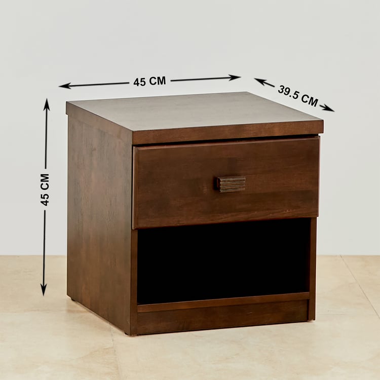Takeshi Bed Side Table with Drawer - Brown