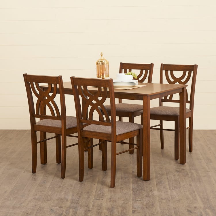 Quadro 4-Seater Dining Set with Chairs - Brown
