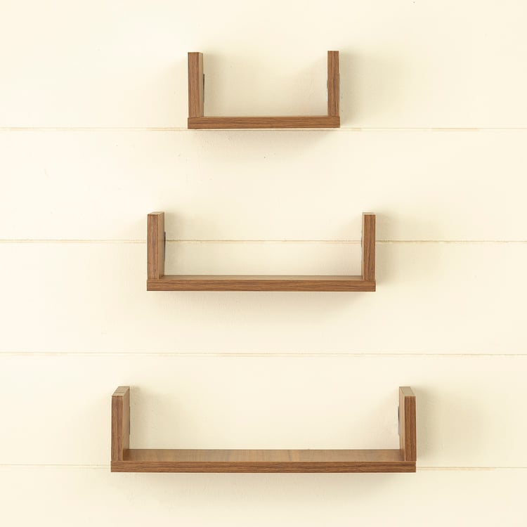 Helios Truro Set of 3 Wall Shelves - Brown