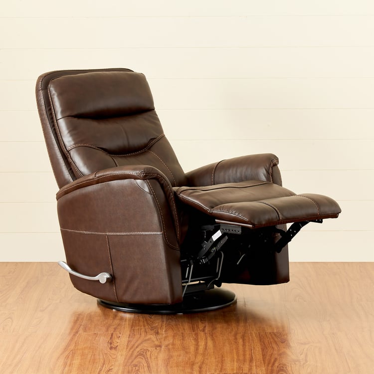 Sydney Half Leather 1-Seater Swivel Recliner - Brown