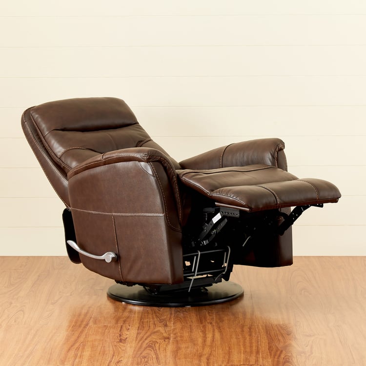 Sydney Half Leather 1-Seater Swivel Recliner - Brown