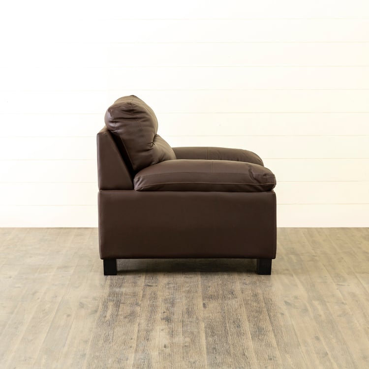 Winchester Half Leather 1-Seater Sofa - Brown