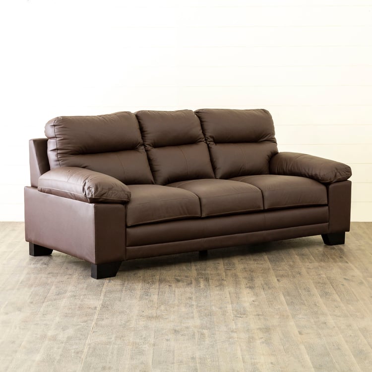 Winchester Half Leather 3-Seater Sofa - Brown