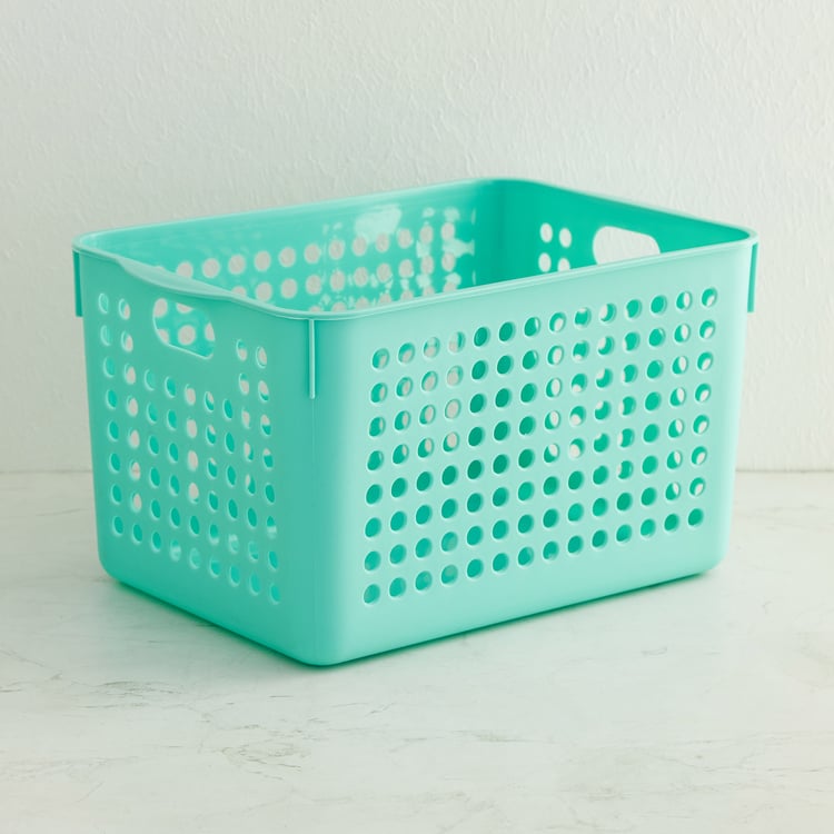 Regan Teal Textured Polypropylene Storage Basket