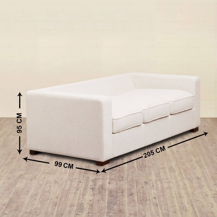 Cane Connection Fabric 3-Seater Sofa - Beige