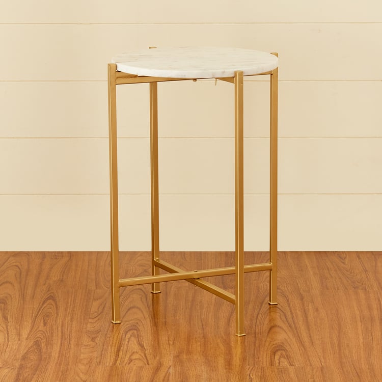 Ivy Marble Top End Table - Gold