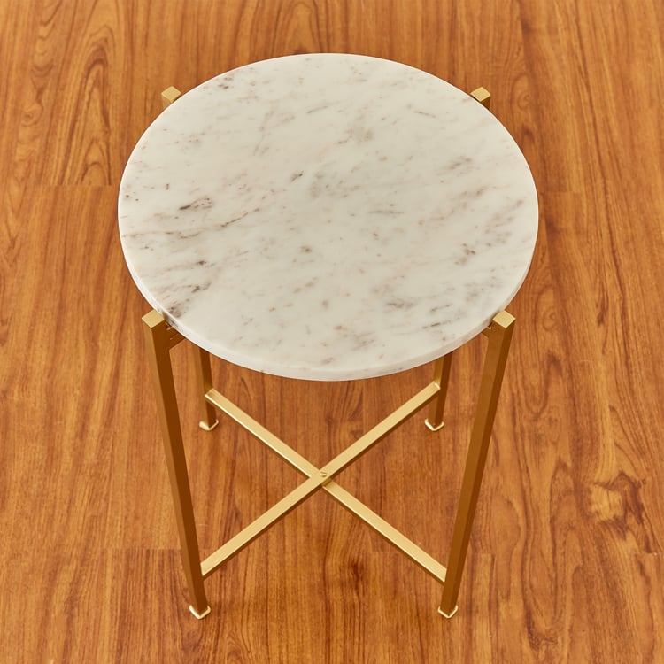 Ivy Marble Top End Table - Gold