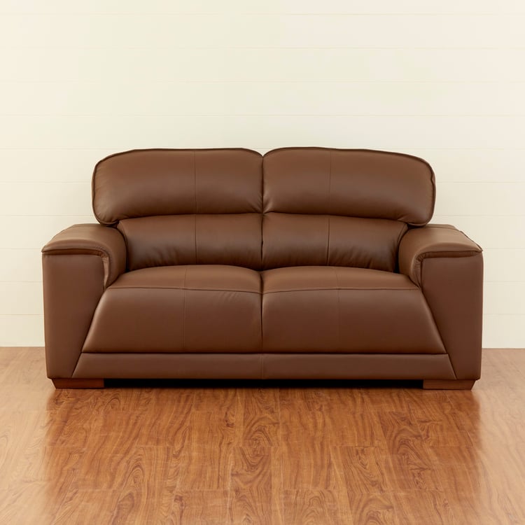 Valencia Half Leather 2-Seater Sofa - Brown