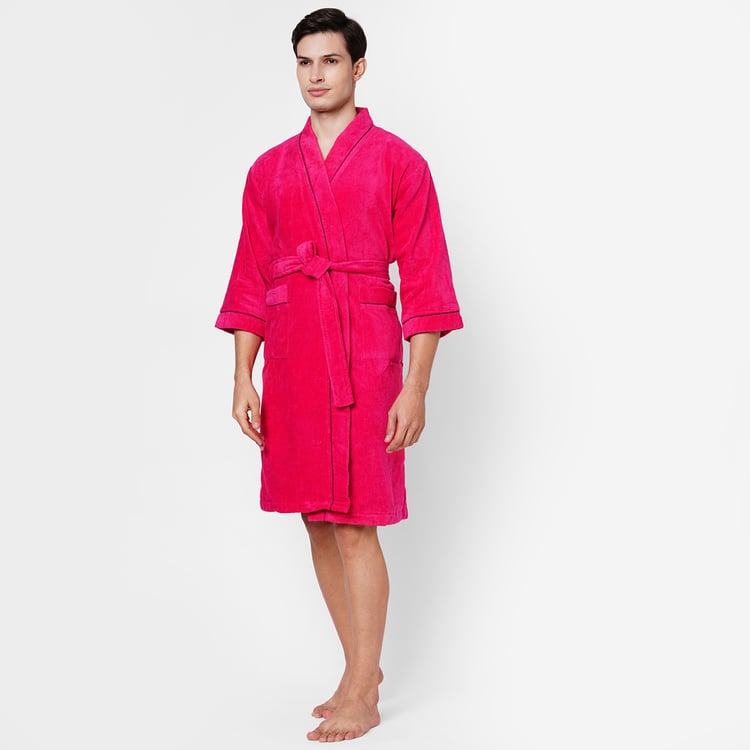 SPACES Exotica Cotton Quick-Dry Adult Bathrobe, Red- L