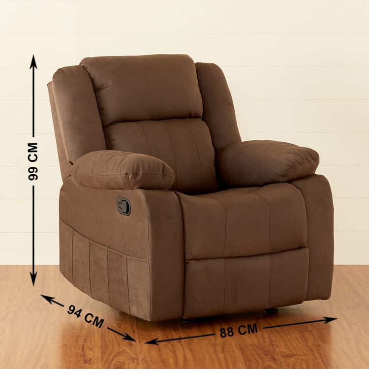 Denver Mocha Faux Leather 1-Seater Recliner with Glider - Brown