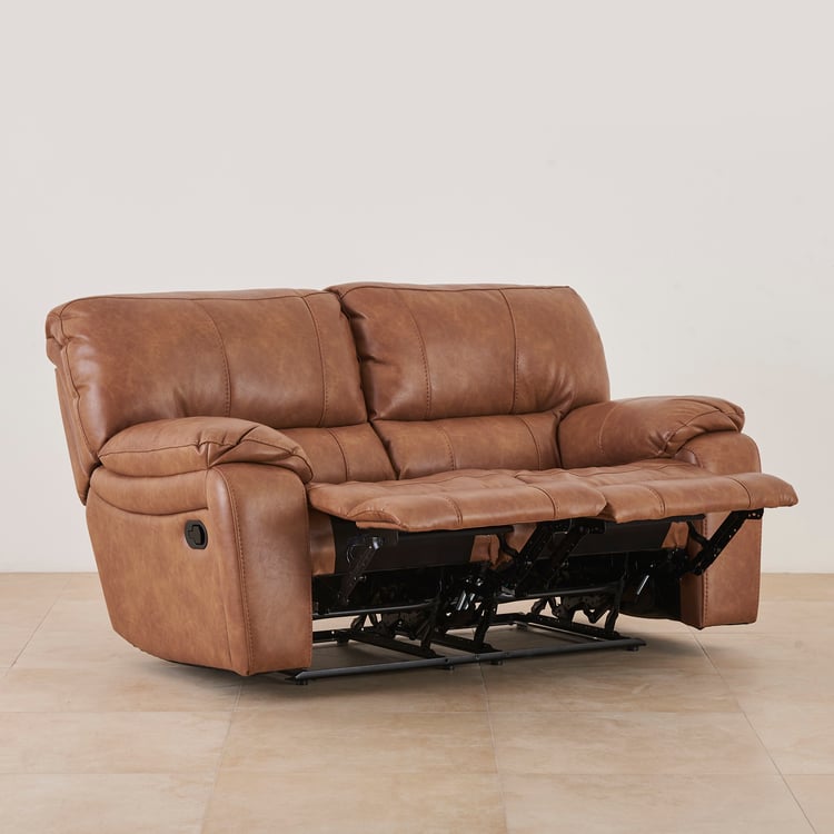 Apollo Faux Leather 2-Seater Recliner - Brown