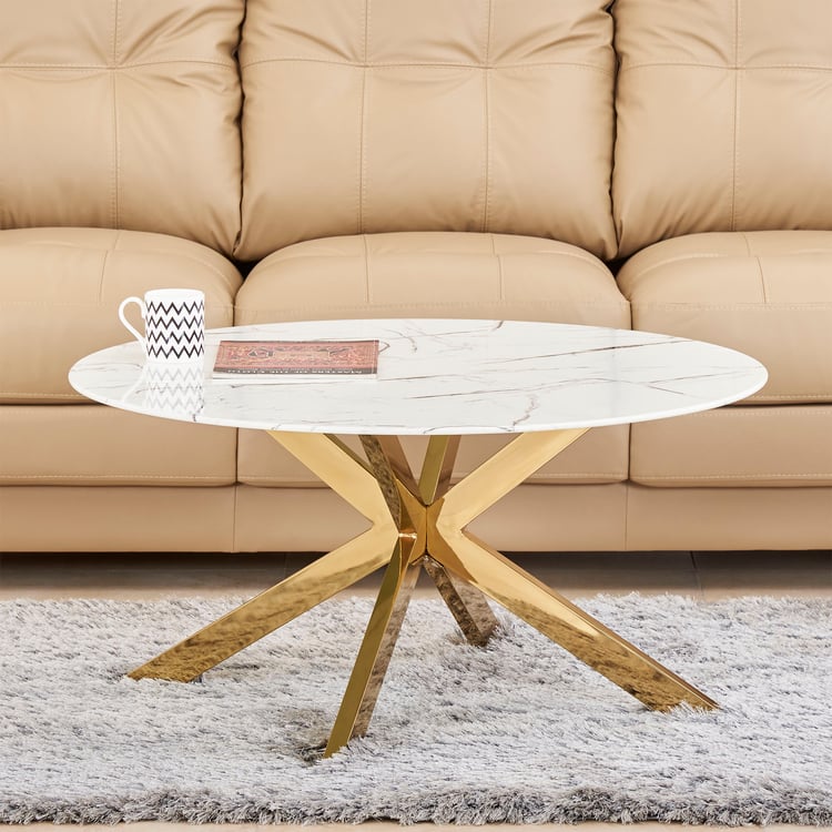Bianca Glass Top Coffee Table - White and Gold