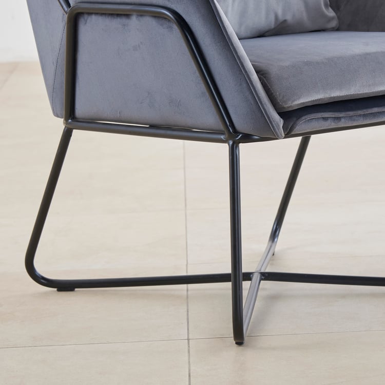 Polaris Velvet Tea Chair - Grey
