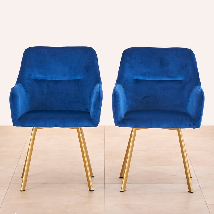 Velvetica Set of 2 Velvet Dining Chairs - Blue