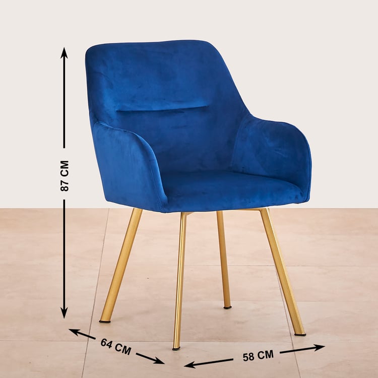 Velvetica Set of 2 Velvet Dining Chairs - Blue