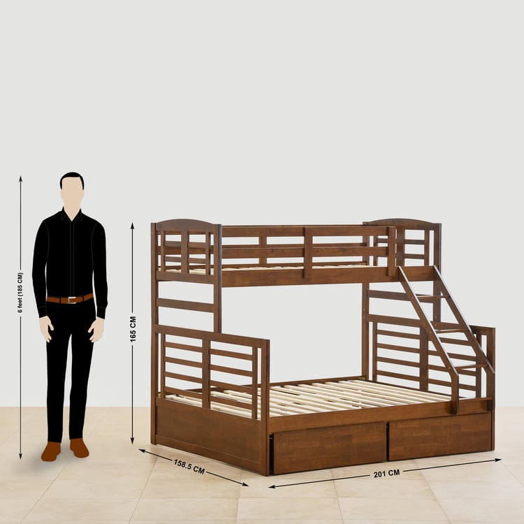 Della Bunk Bed with Drawer Storage - Brown