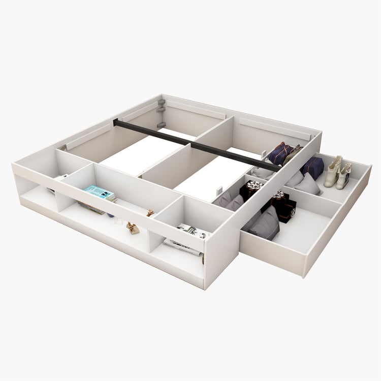 Helios Reynan Frosty Queen Bed with Box Storage - White