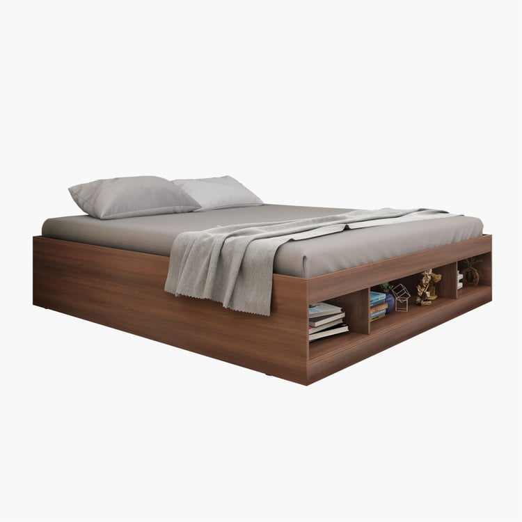 Helios Lewis Bronx Queen Bed with Box Storage - Brown