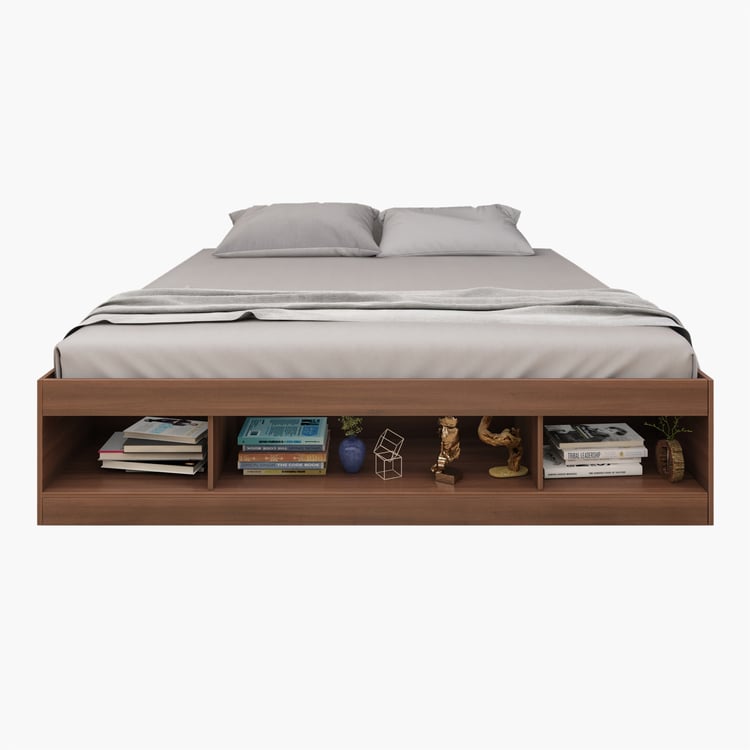 Helios Lewis Bronx Queen Bed with Box Storage - Brown