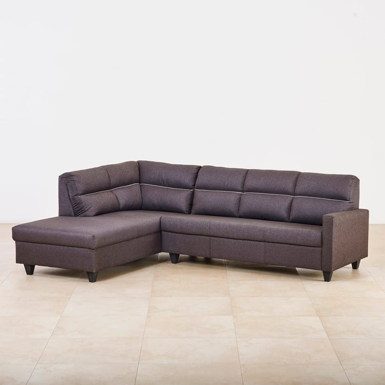Helios Clary Fabric 3-Seater Left Corner Sofa with Chaise - Brown