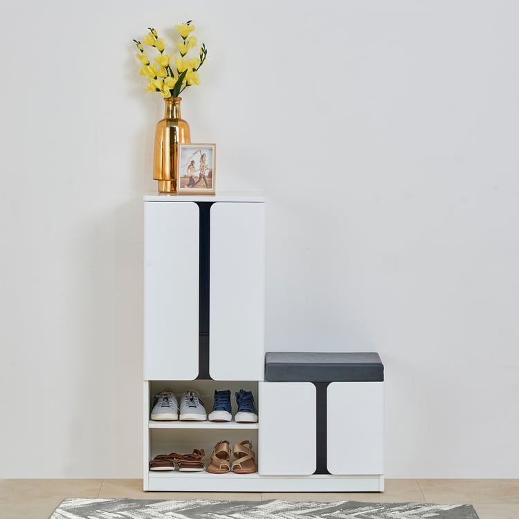 Polaris Shoe Cabinet with Cushion Seat - White