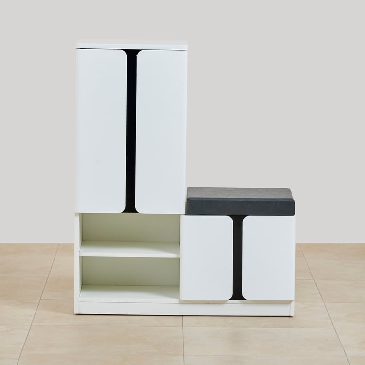 Polaris Shoe Cabinet with Cushion Seat - White
