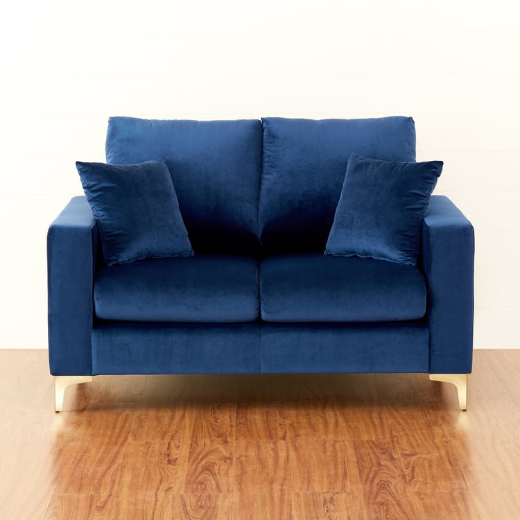 Noir Novelty Velvet 2-Seater Sofa - Blue