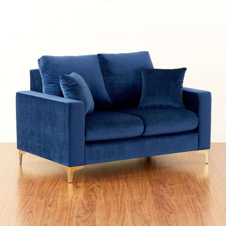 Noir Novelty Velvet 2-Seater Sofa - Blue