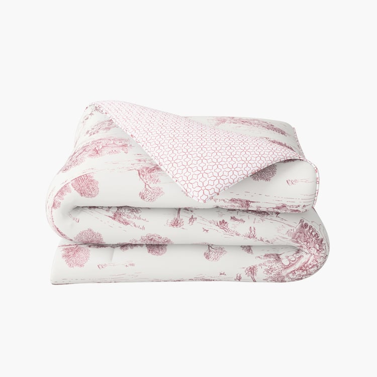 PORTICO Melange Pink Printed Cotton Single Bed Duvet Cover - 150x229cm