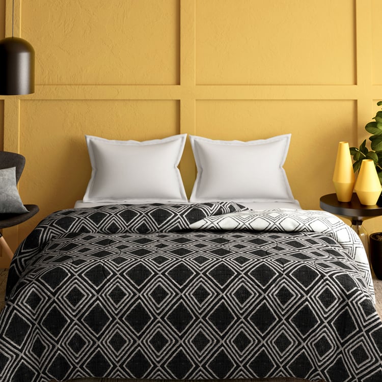 PORTICO Marvella Black Printed Cotton Double Bed Comforter - 220x240cm