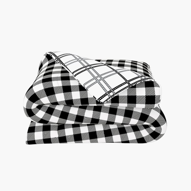 PORTICO Marvella Black Checked Cotton Single Bed Comforter - 152x220cm