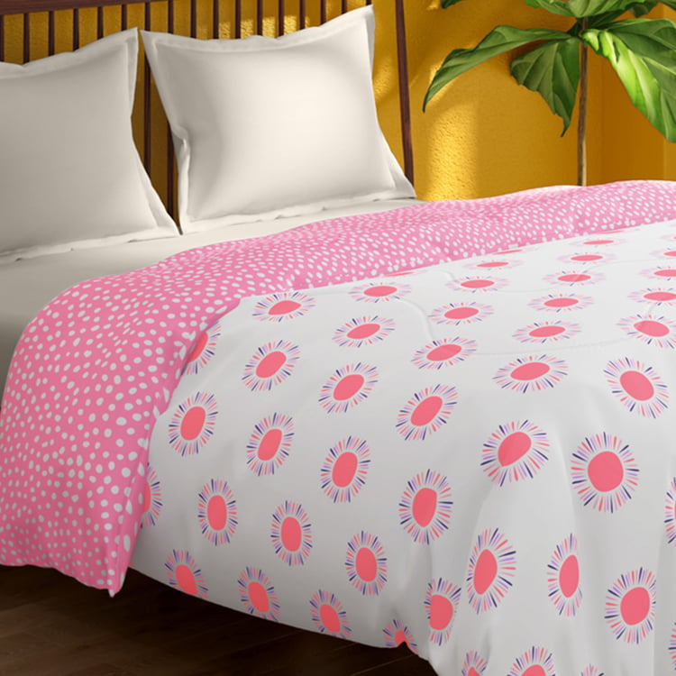 PORTICO Hashtag Pink Printed Cotton Double Bed Comforter - 220x240cm