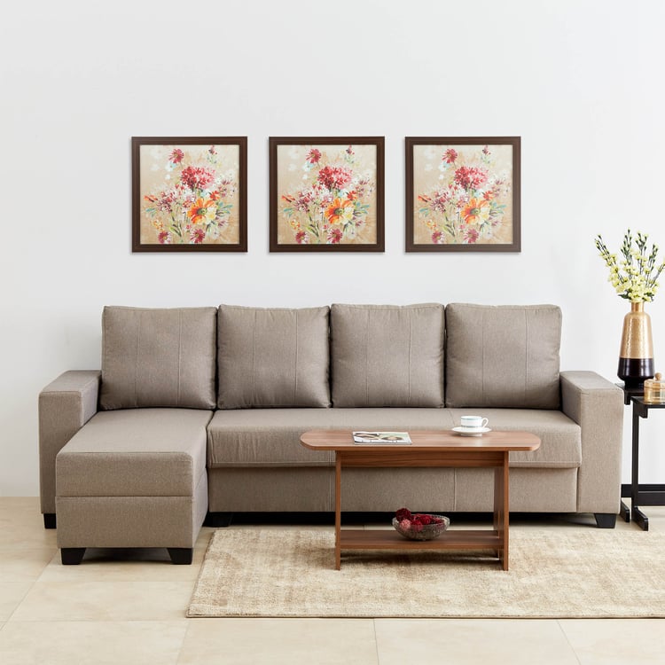 Helios Lewis Mendoza Fabric 3-Seater Left Corner Sofa with Chaise - Beige