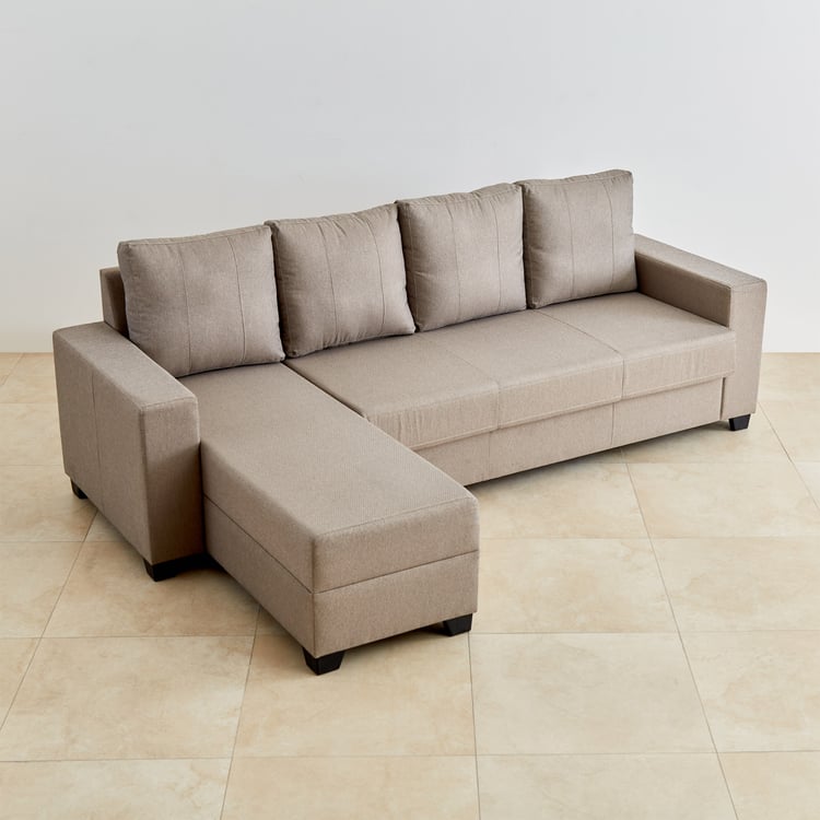 Helios Lewis Mendoza Fabric 3-Seater Left Corner Sofa with Chaise - Beige