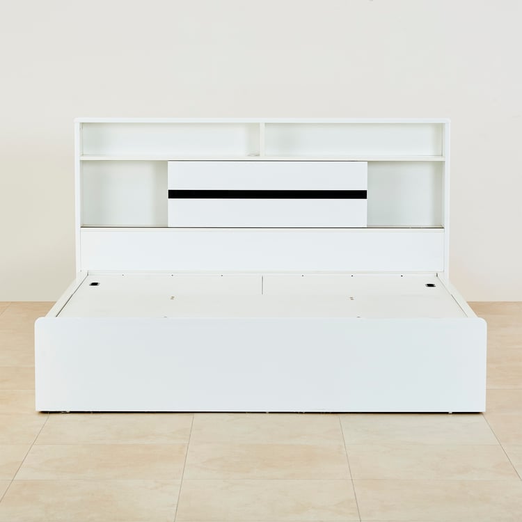 Polaris Halo Queen Bed with Hydraulic Storage - White