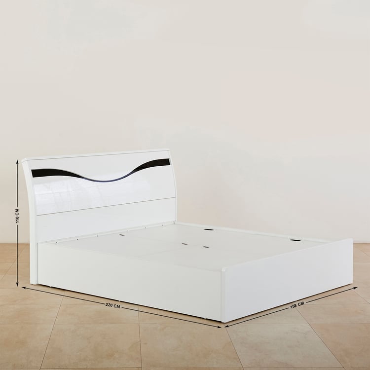 Polaris Unicorn Queen Bed with Hydraulic Storage - White