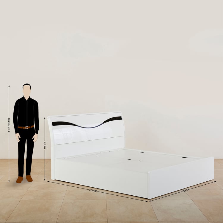 Polaris Unicorn Queen Bed with Hydraulic Storage - White