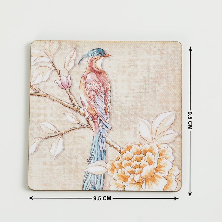 Alora Moksha Set of 6 Wood Printed Coasters with Holder