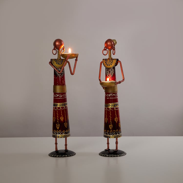 Corsica Mystic India Set of 2 Metal Figurine T-Light Holders