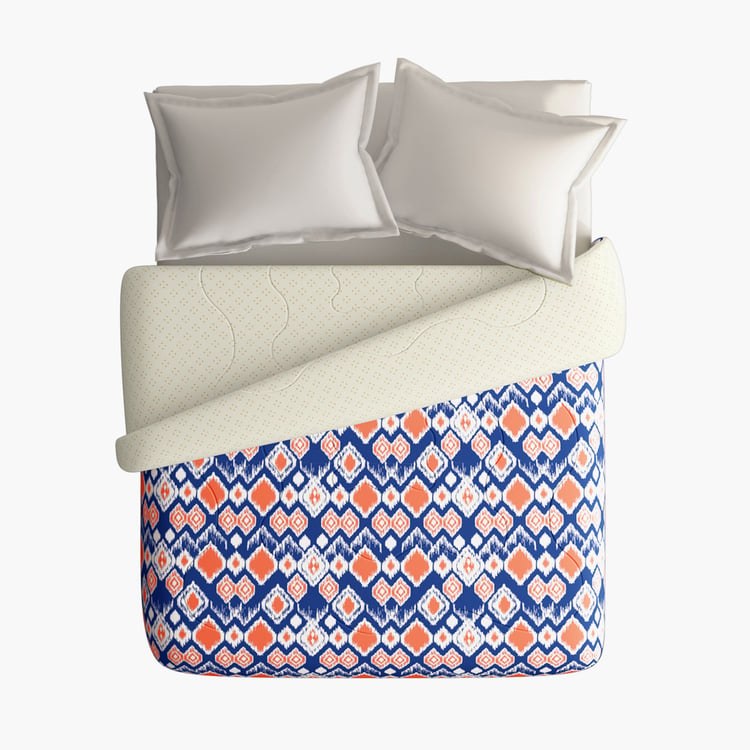 PORTICO Marvella Blue Printed Cotton Queen Size Bed Comforter - 220x240cm