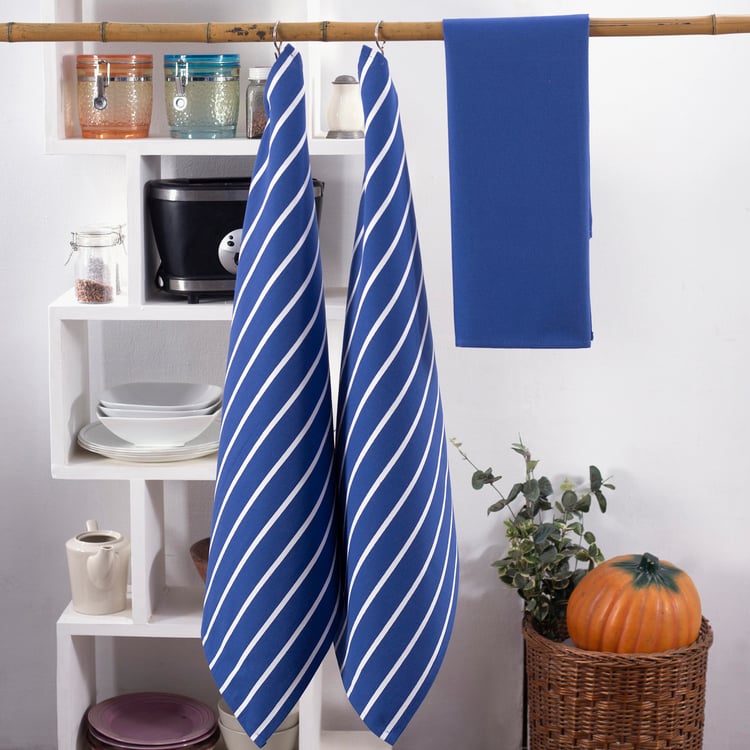 MASPAR Set of 3 Cotton Kitchen Towels - Blue