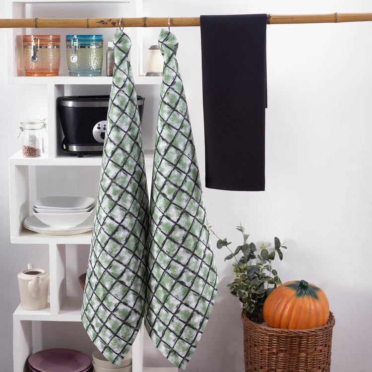 MASPAR Shadow Set of 3 Cotton Kitchen Towels - Green