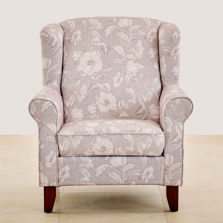 Botanical Fabric 1-Seater Sofa - Beige