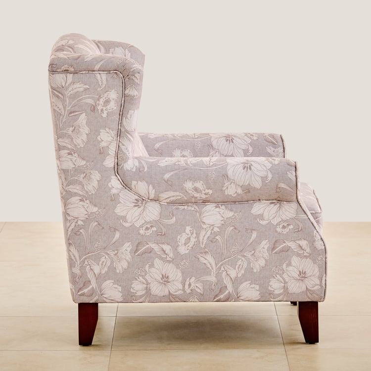 Botanical Fabric 1-Seater Sofa - Beige